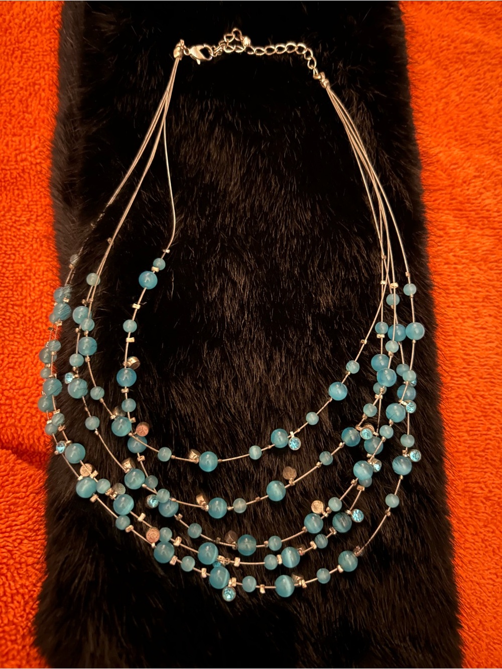 Multi-Strand Teal Beaded Women’s Necklace - Brand Unspecified